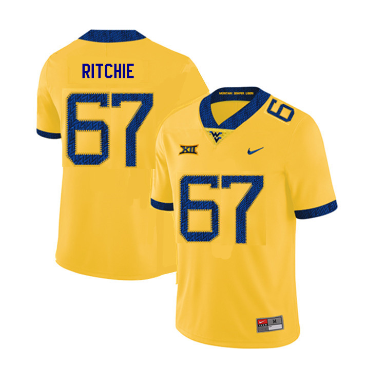 2019 Men #67 Josh Ritchie West Virginia Mountaineers College Football Jerseys Sale-Yellow